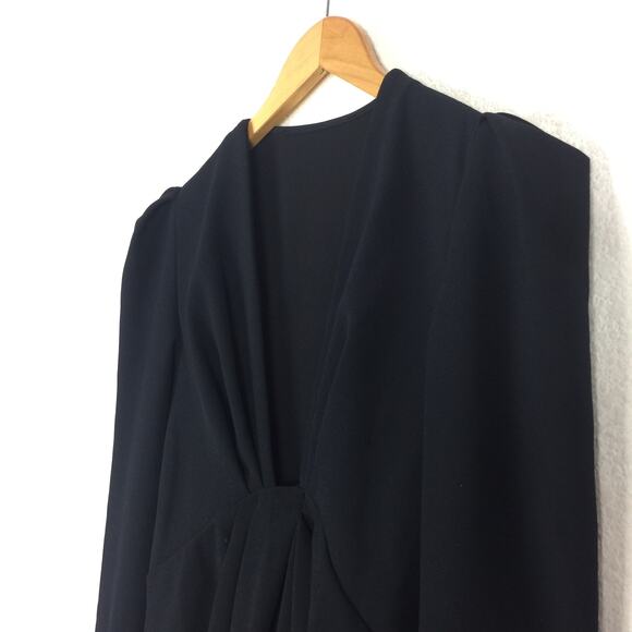 IRO Robiela Black Deep Plunge Puff Sleeve Mini Dress Size Small - Picture 4 of 11